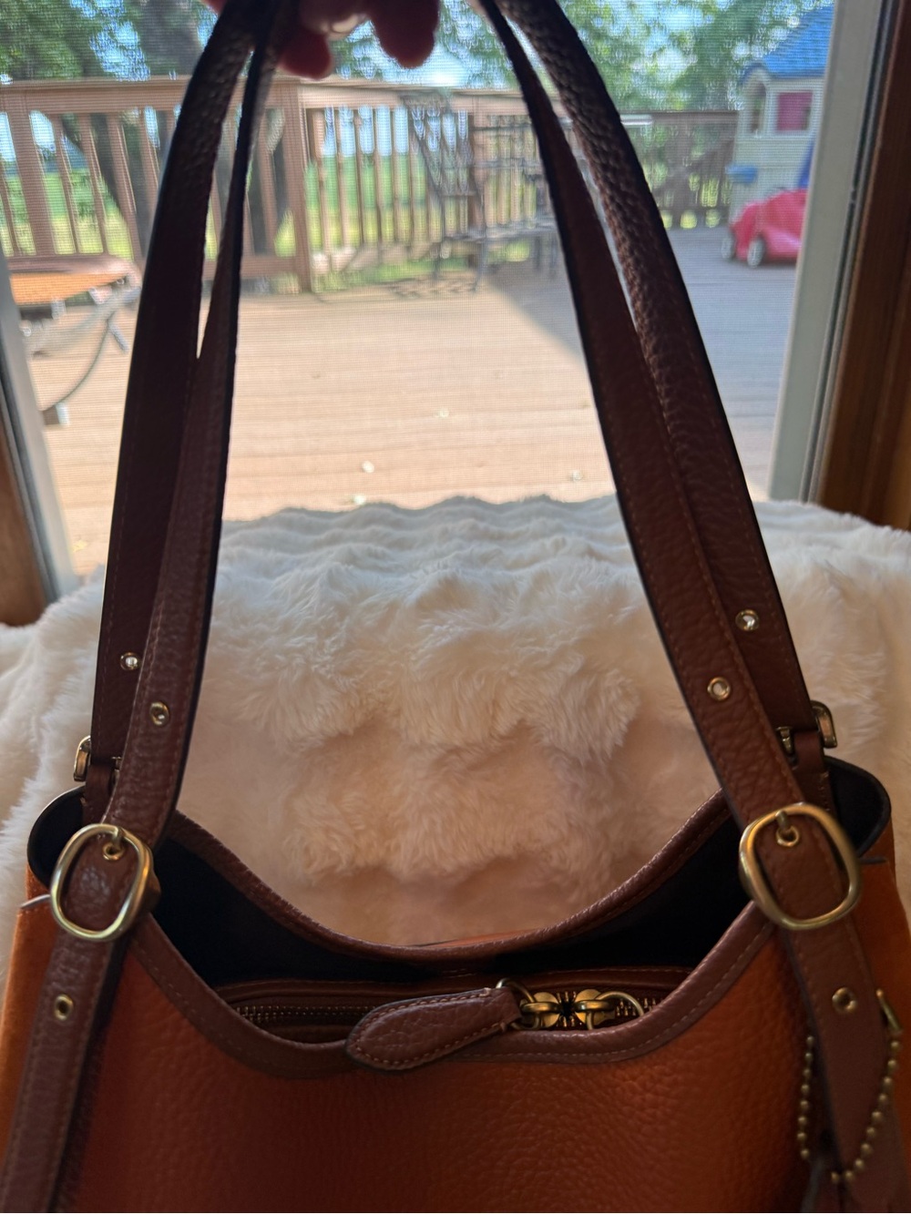 Coach Lori Bag Pebbled Leather Shoulder Bag in Cognac & Saddle Brown - Canyon - Picture 10 of 16